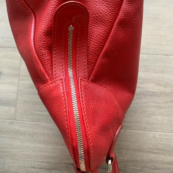 Longchamp Red Nappa Pebbled leather satchel handbag - Picture 8 of 13